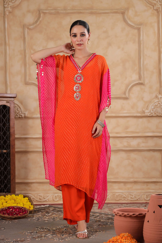 Ambika Leheriya Kaftan Set