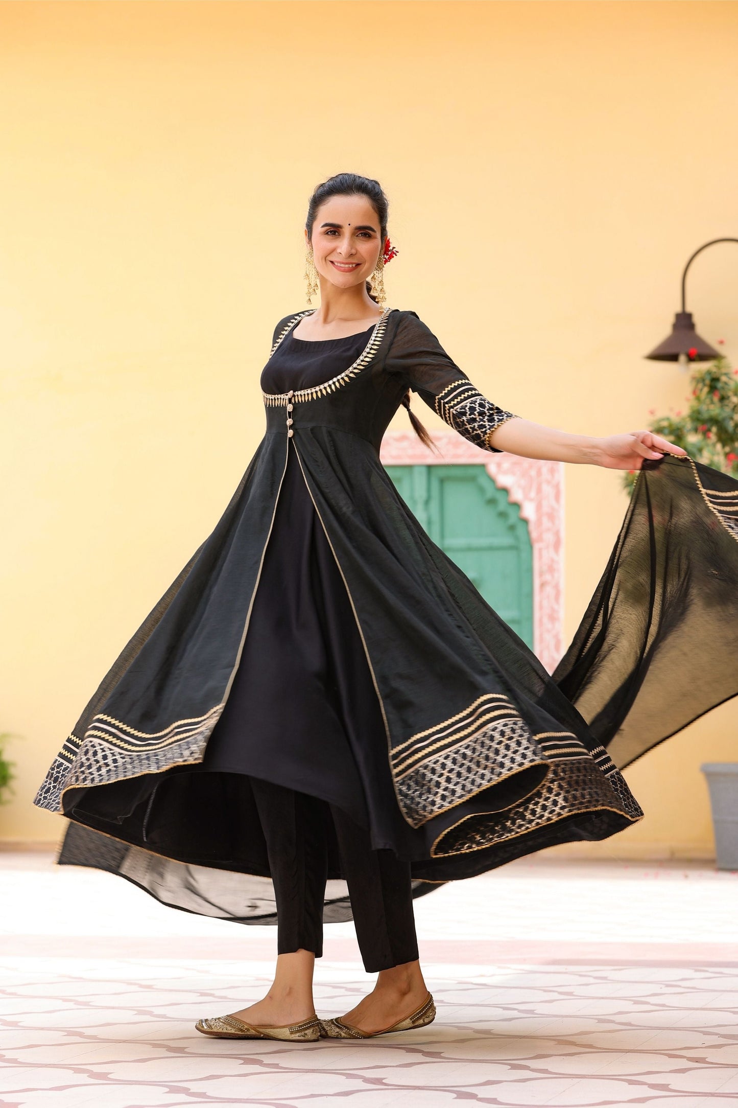 Falak Black Kalidaar Suit Set