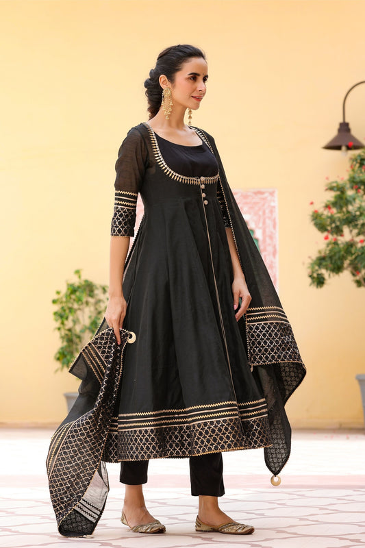 Falak Black Kalidaar Suit Set