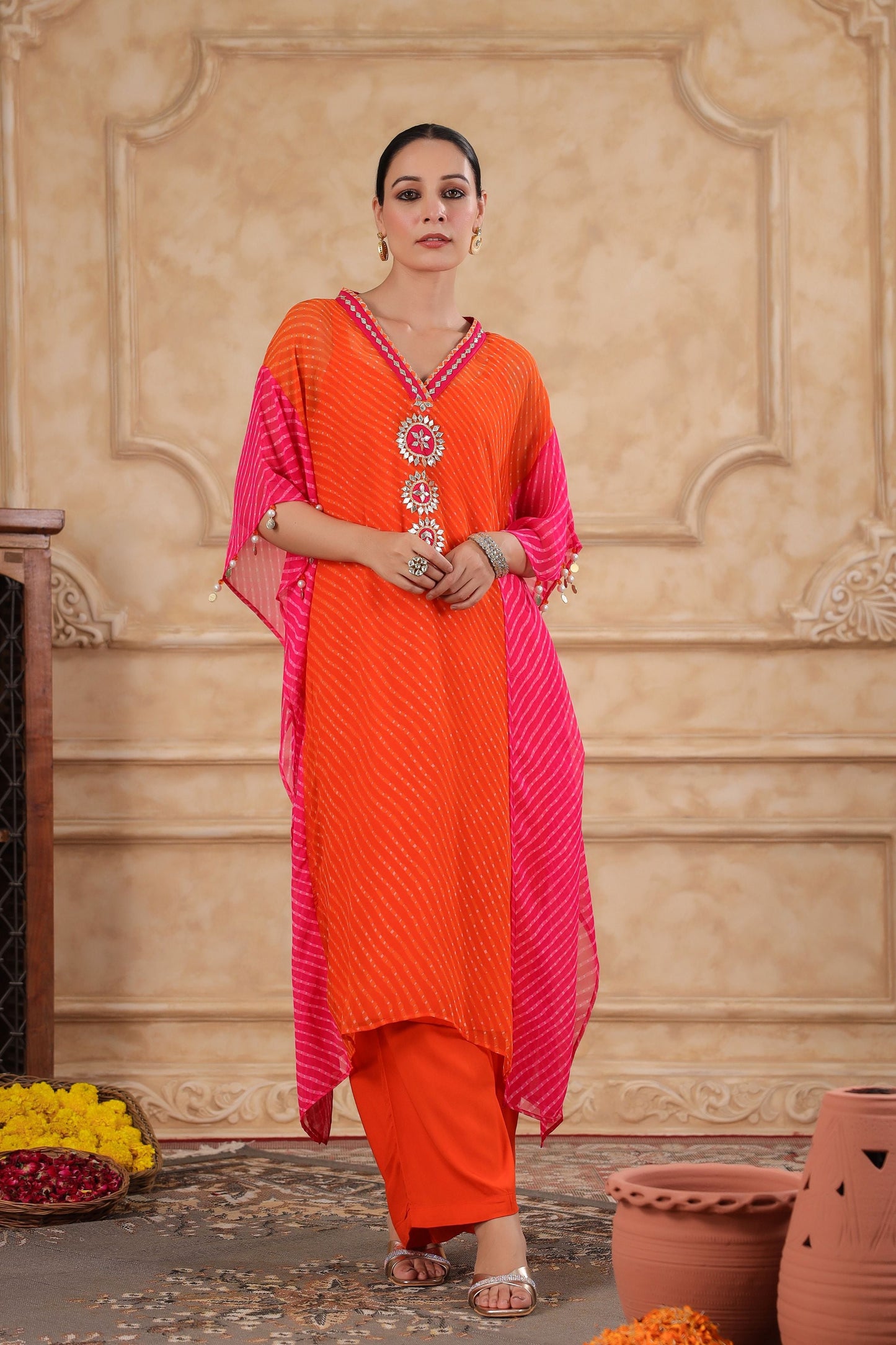 Ambika Leheriya Kaftan Set