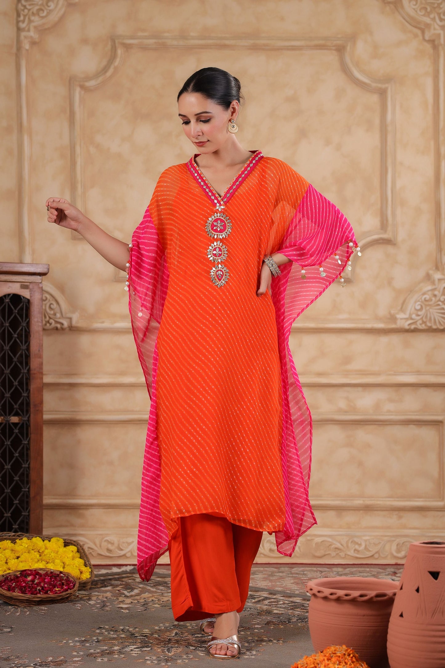 Ambika Leheriya Kaftan Set