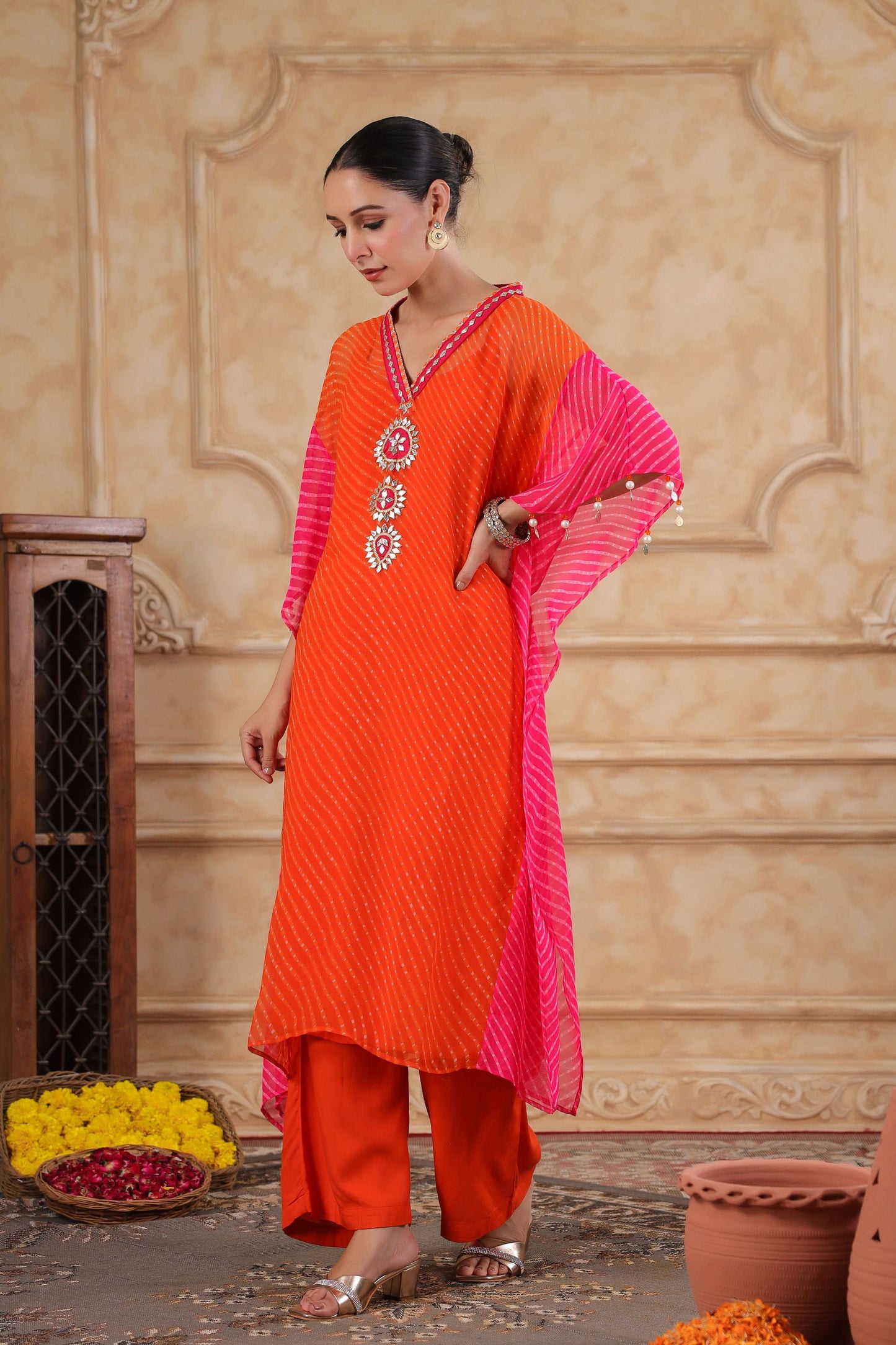 Ambika Leheriya Kaftan Set