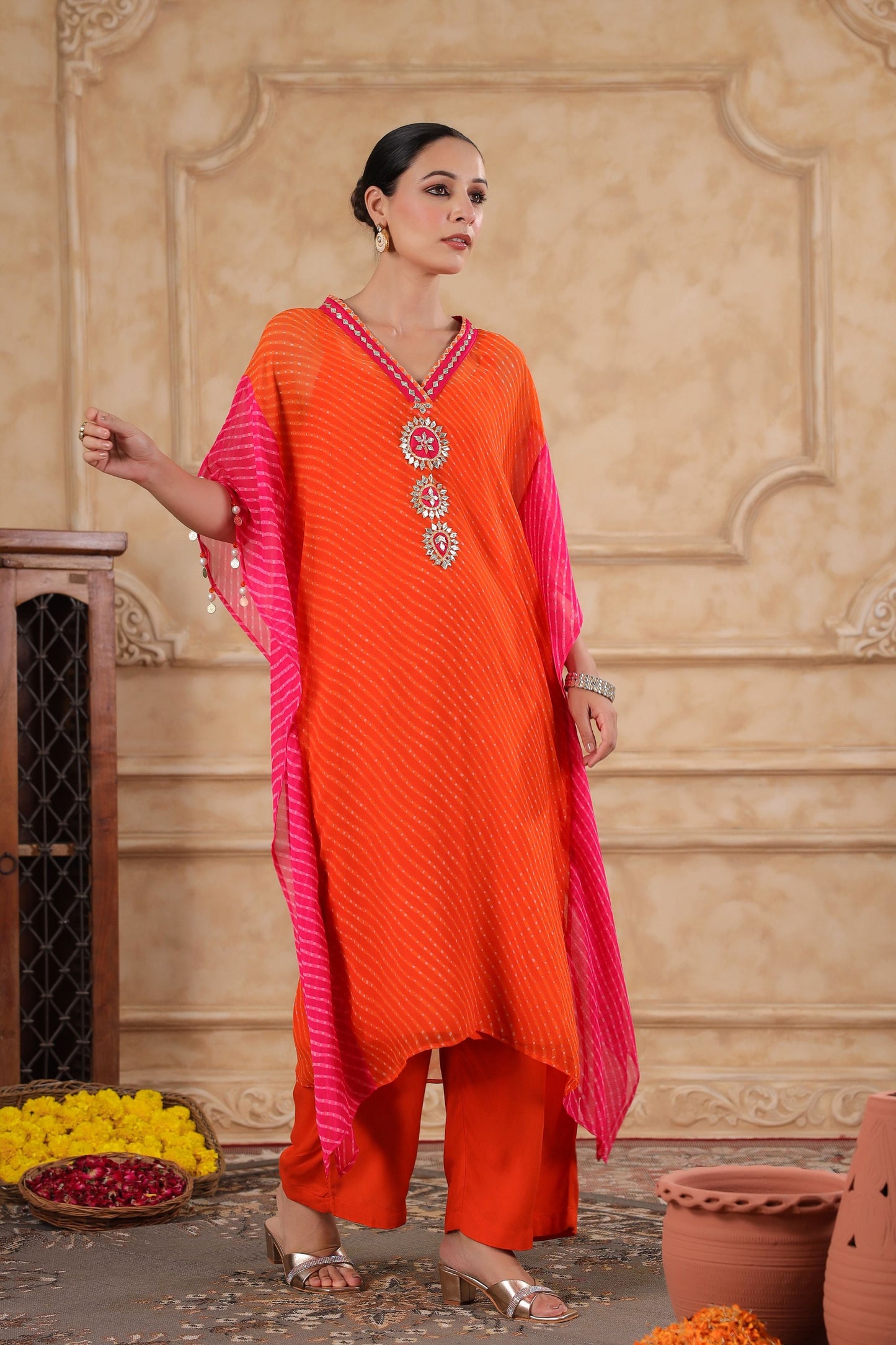 Ambika Leheriya Kaftan Set