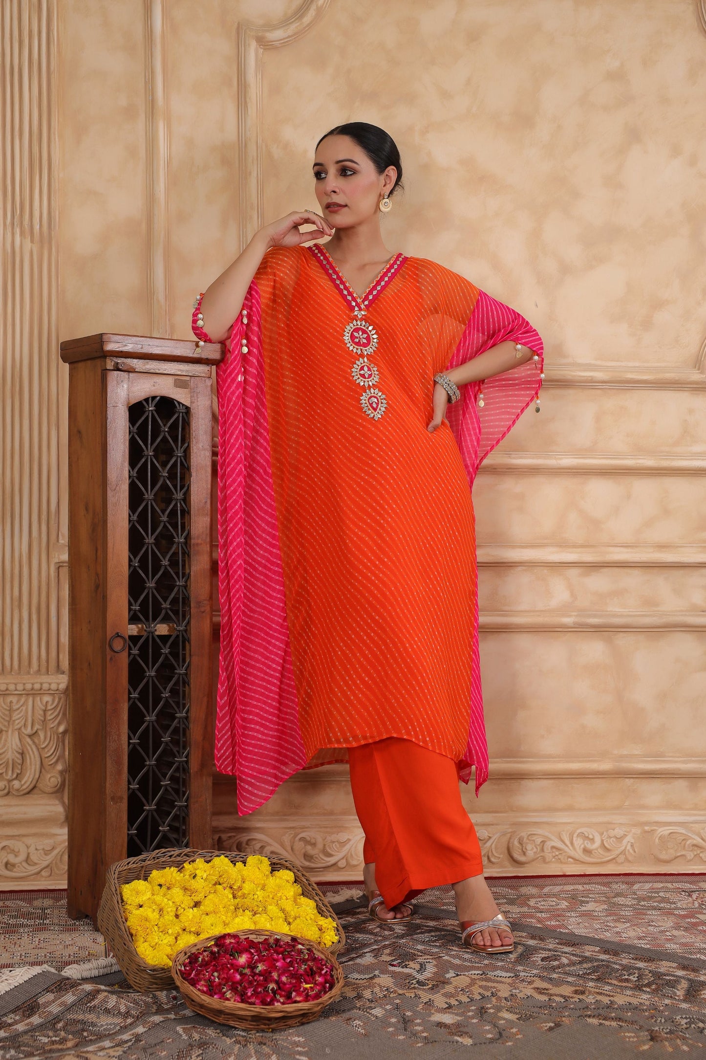 Ambika Leheriya Kaftan Set