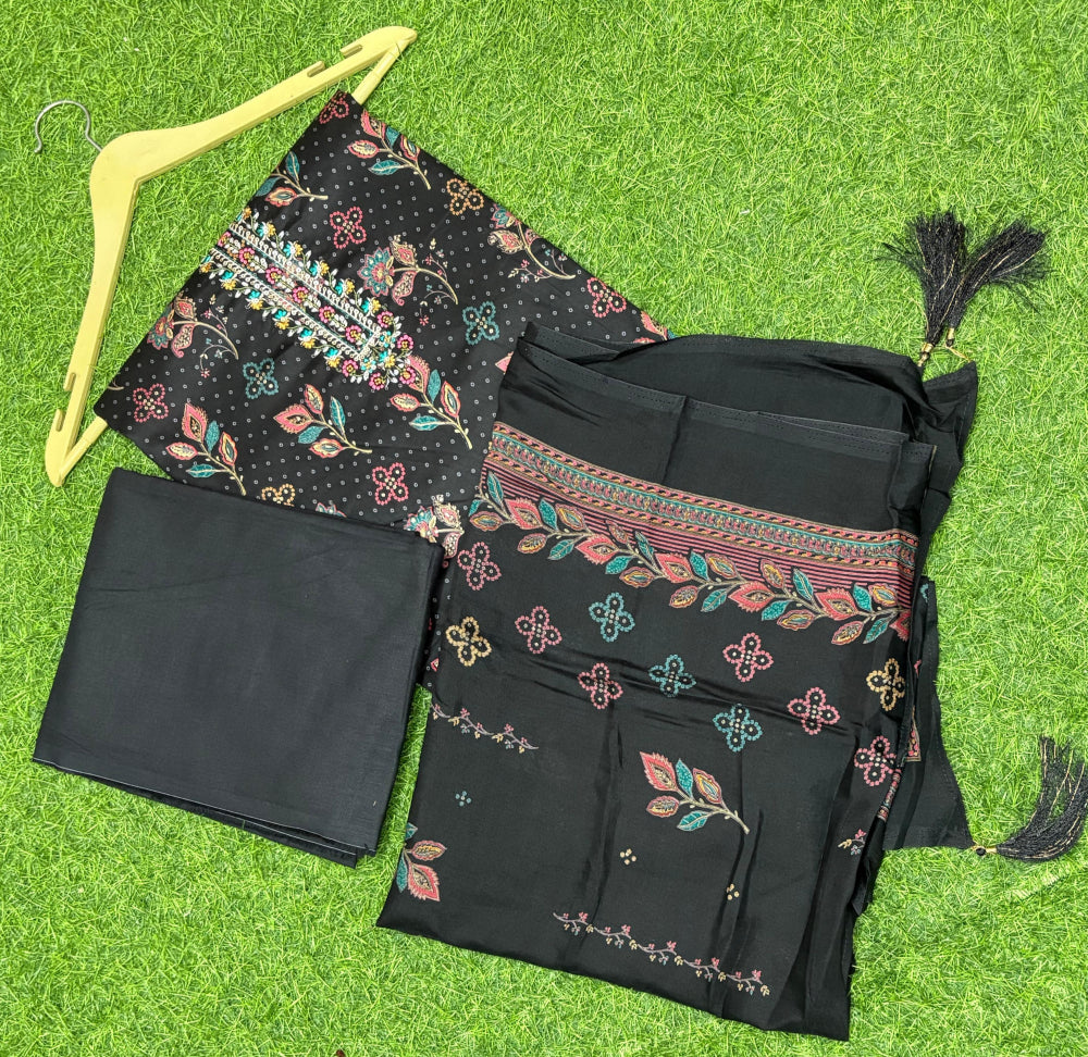 BLACK JAAM SATIN DRESS MATERIAL